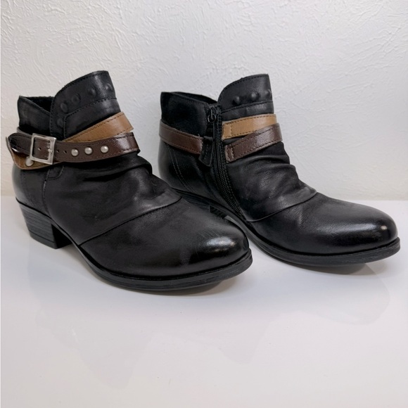 Miz Mooz Shoes - Miz Mooz Bucky Western Boots, Ankle, Black and Brown Leather, Size 38 (US 7.5-8)